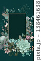 Elegant Botanical Floral Frame with Teal Background 138461638