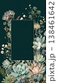 Greenery and Floral Frame with Dark Background 138461642