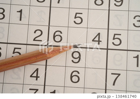 Sudoku puzzle, game to play for keep you brain younger for developing Alzheimer disease in senior patient. 138461740