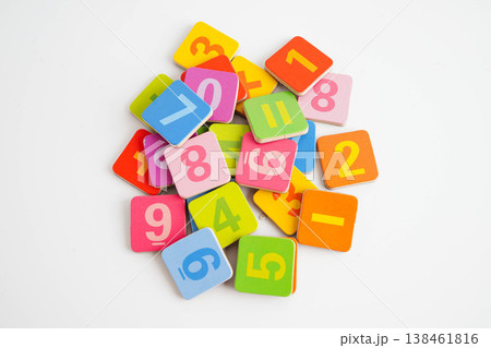 Number wood block cubes for learning Mathematic, education math. Number wood block cubes for learning Mathematic, education math. 138461816