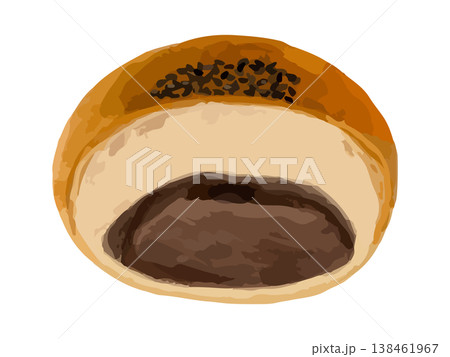 半分に割ったあんぱん(断面図) 138461967