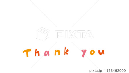 シンプルな手描き文字　カラフルなthank you　ありがとう 文字素材 138462000