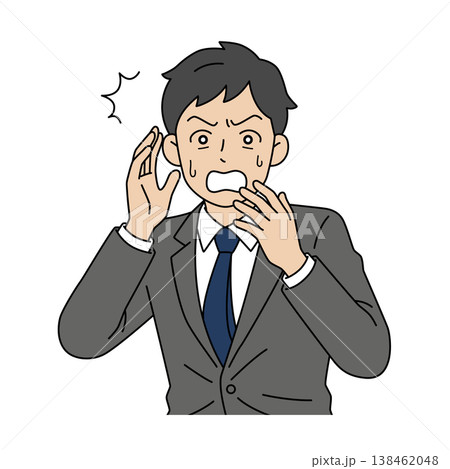 驚いて手を上げる男性ビジネマンのベクターイラスト 驚いて手を上げる男性ビジネマンのベクターイラスト 138462048