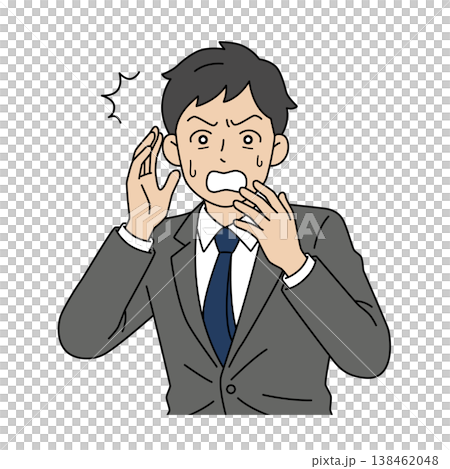 驚いて手を上げる男性ビジネマンのベクターイラスト 驚いて手を上げる男性ビジネマンのベクターイラスト 138462048