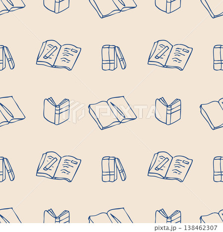 Seamless book doodle pattern with notebooks textbooks and reading elements Seamless book doodle pattern with notebooks textbooks and reading elements 138462307