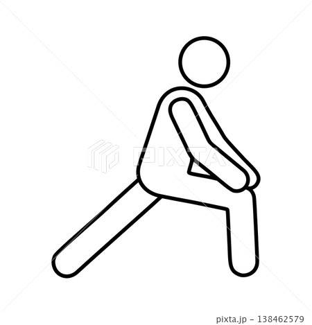 ストレッチする人物のラインアイコン 138462579