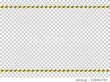 警戒用の黄色と黒のトラロープが上下にある警告や注意のための背景イラスト 138462793
