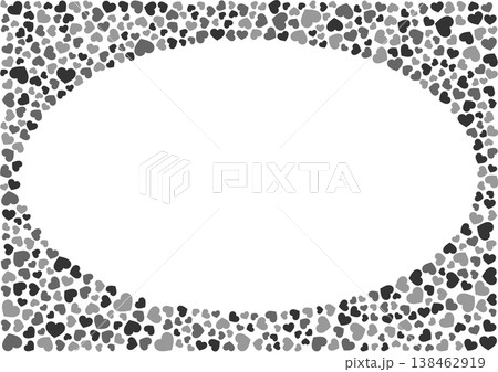 ハート柄の背景 白黒の3色 ハート 138462919