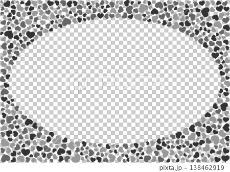 ハート柄の背景 白黒の3色 ハート 138462919