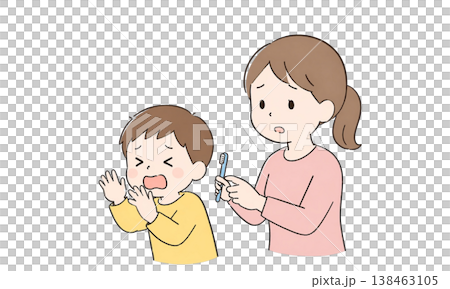 歯磨きを嫌がる男の子 138463105