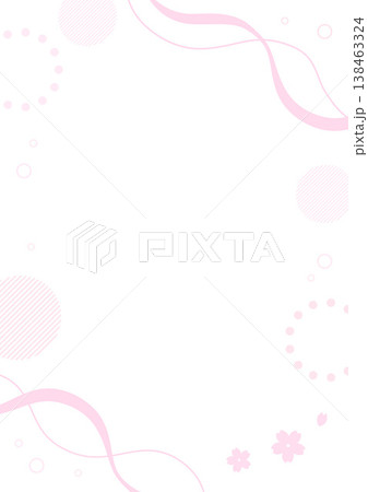 桜と幾何学模様の長方形縦長サイズの背景イラスト	 138463324