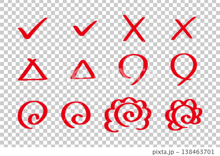 手書きのシンプルな丸付けのマーク 138463701