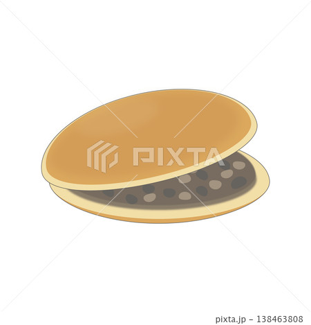 どら焼き（あんこ見せ）和菓子 かわいい シンプル 透過素材　クリップアート 138463808