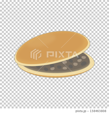 どら焼き（あんこ見せ）和菓子 かわいい シンプル 透過素材　クリップアート 138463808