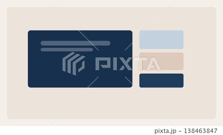 Large dominant card with supporting smaller modules, clean premium composition and balanced abstract interface layout for modern UI systems design 138463847