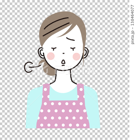 エプロンをした女性 ため息をついている女性 エプロンをした女性 ため息をついている女性 138464077