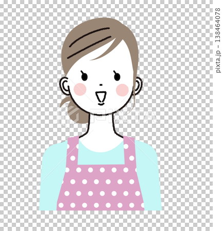 A woman wearing an apron; a woman laughing with her mouth open. A woman wearing an apron; a woman laughing with her mouth open. 138464078