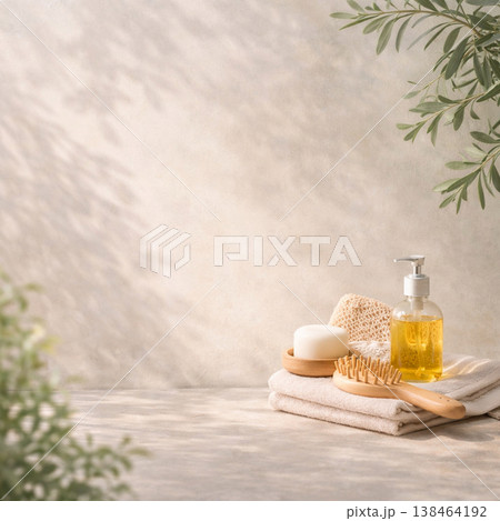 美容 ナチュラルバスグッズとスキンケア背景 138464192
