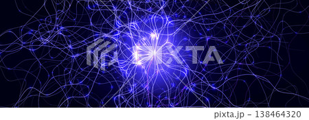 Neural Network Brain Neurone Synapse Connections Lightning Ball Energy Glow. Machine Learning Technology Background for AI Data Flow, BigData, Medical Science Research, Biotech. Vector illustration Neural Network Brain Neurone Synapse Connections Lightning Ball Energy Glow. Machine Learning Technology Background for AI Data Flow, BigData, Medical Science Research, Biotech. Vector illustration 138464320