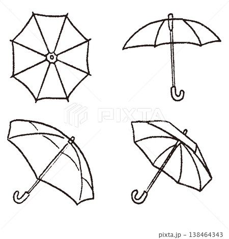 傘の線画セット 138464343