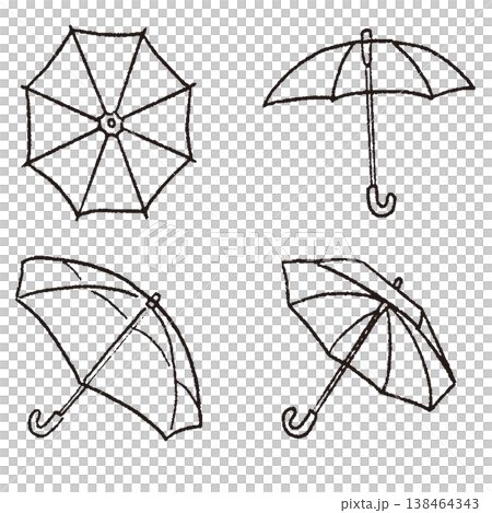 傘の線画セット 138464343