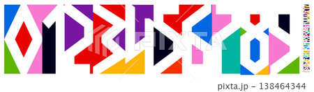 Runic Color Numbers Letters Alphabet Font for Kid Birthday Years Logo, Corporate Anniversary Sign, Race Sport Team Jersey Numeric. Colorful Cutout Paper Typographic Design. Vector Illustration 138464344