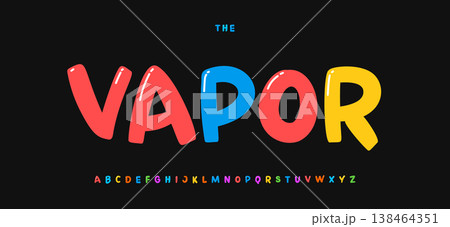 Retro Color Sans Serif Font Logo Alphabet Vintage Festive Playful Cartoon Typography, Witty Groovy Lettering for Vinyl Records, Kids Birthday Headline, Music Fest Poster Typography. Vector Typeset Retro Color Sans Serif Font Logo Alphabet Vintage Festive Playful Cartoon Typography, Witty Groovy Lettering for Vinyl Records, Kids Birthday Headline, Music Fest Poster Typography. Vector Typeset 138464351