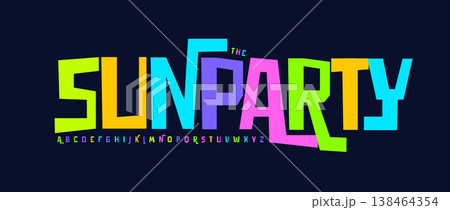 Quirky Font Bouncy Alphabet Witty Letters Groovy Typeset Colorful Cartoon Typeset. Carnival Funky Typography for Music Fest Logo Kids Birthday Headline Toy Branding Comic Title Text. Vector Typeset 138464354