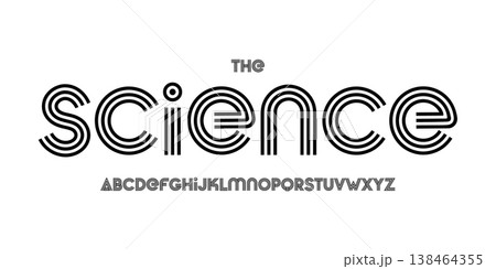 Science technology font, futuristic alphabet for scientific headline, medical digital product logo, display device typography, app UI typographic design. Modern vector typeset. 138464355