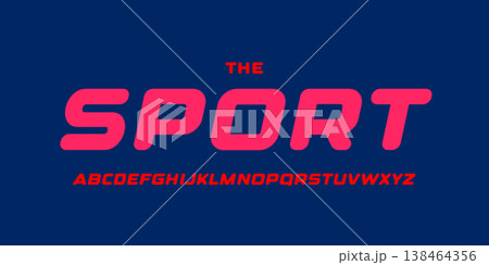 Garage service font, bold italic letters, dynamic alphabet for car racing logo and headline, automotive typography, sport game design. Vector typographic design 138464356