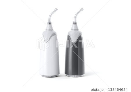 Two modern portable oral irrigators in white and grey Two modern portable oral irrigators in white and grey 138464624
