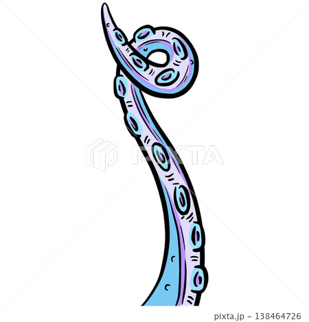 Blue tentacle octopus suckers vector outline clipart illustration  138464726