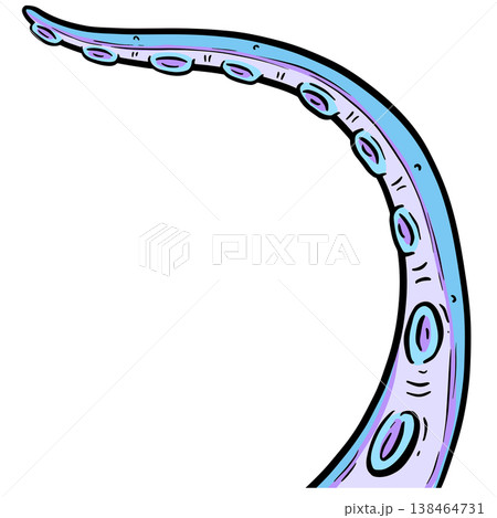 Blue tentacle octopus suckers vector outline clipart illustration  138464731