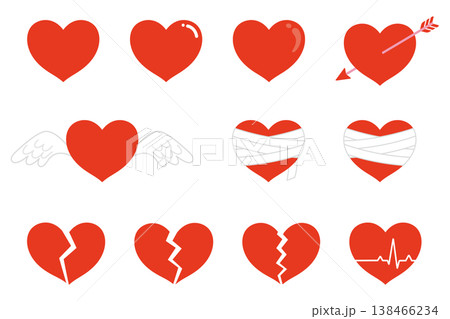 ハートマークのイラストセット 138466234