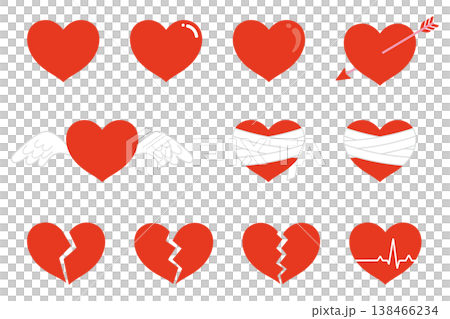 ハートマークのイラストセット 138466234
