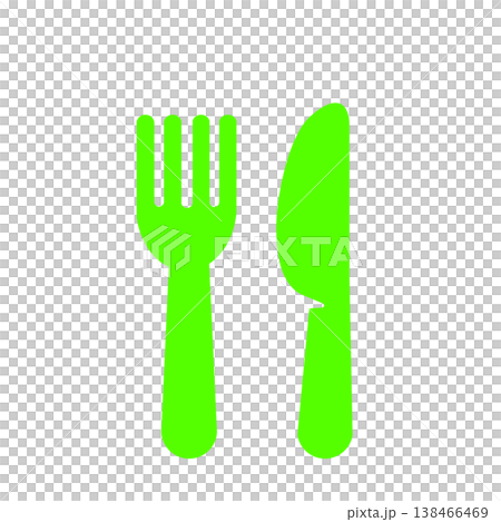 刀叉輪廓圖示 - 餐廳/餐飲標誌（綠色） 138466469