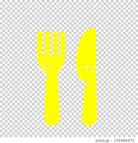 Fork and knife silhouette icon - Restaurant/dining symbol (yellow) 138466472
