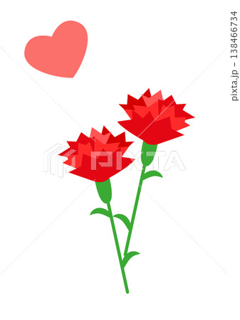 母の日 カーネーションとハートのイラスト素材 138466734