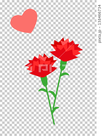 母の日 カーネーションとハートのイラスト素材 138466734