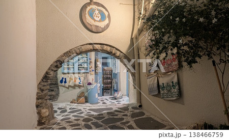 Night view of the narrow street with souvenir shops in the old town Night view of the narrow street with souvenir shops in the old town 138466759