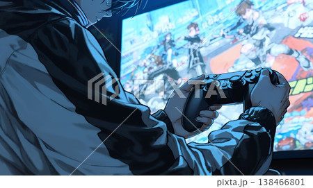 ゲームに集中する男性の手元｜コントローラーを握る若い男性のライフスタイルイメージ