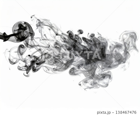 Black smoke over white background, magic relaxing atmosphere Black smoke over white background, magic relaxing atmosphere 138467476