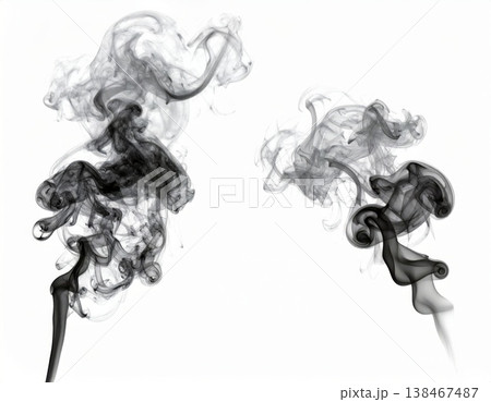 Black smoke over white background, magic relaxing atmosphere 138467487