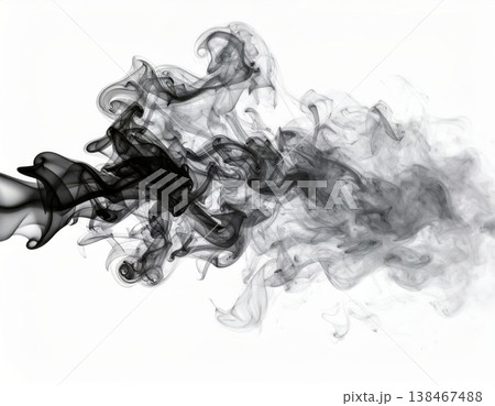 Black smoke over white background, magic relaxing atmosphere 138467488