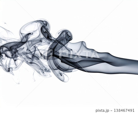Black smoke over white background, magic relaxing atmosphere Black smoke over white background, magic relaxing atmosphere 138467491