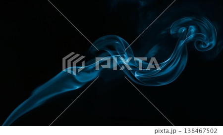 Blue smoke over black background, magic relaxing atmosphere Blue smoke over black background, magic relaxing atmosphere 138467502
