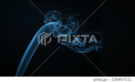 Blue smoke over black background, magic relaxing atmosphere 138467511