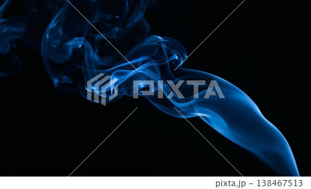 Blue smoke over black background, magic relaxing atmosphere Blue smoke over black background, magic relaxing atmosphere 138467513