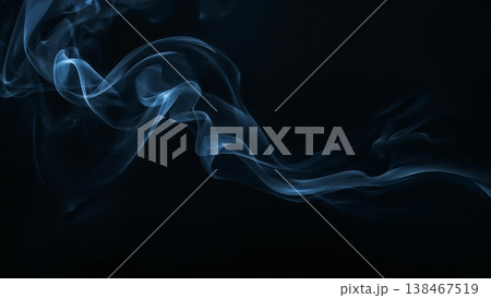 Blue smoke over black background, magic relaxing atmosphere 138467519