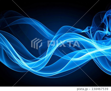 Blue smoke over black background, magic relaxing atmosphere Blue smoke over black background, magic relaxing atmosphere 138467539
